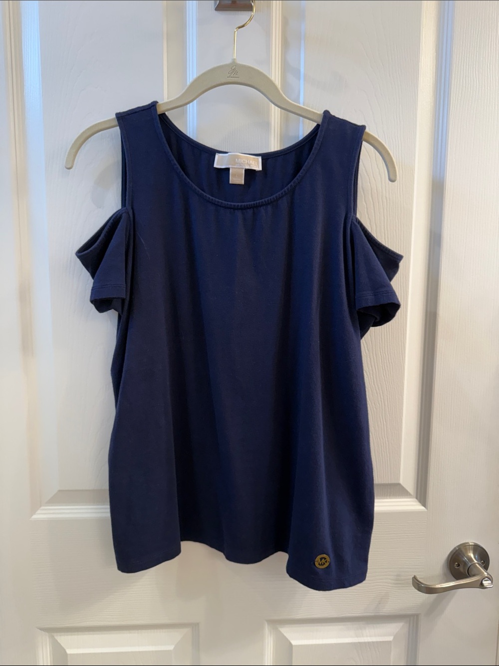 Michael Kors Navy Cold-Shoulder Top